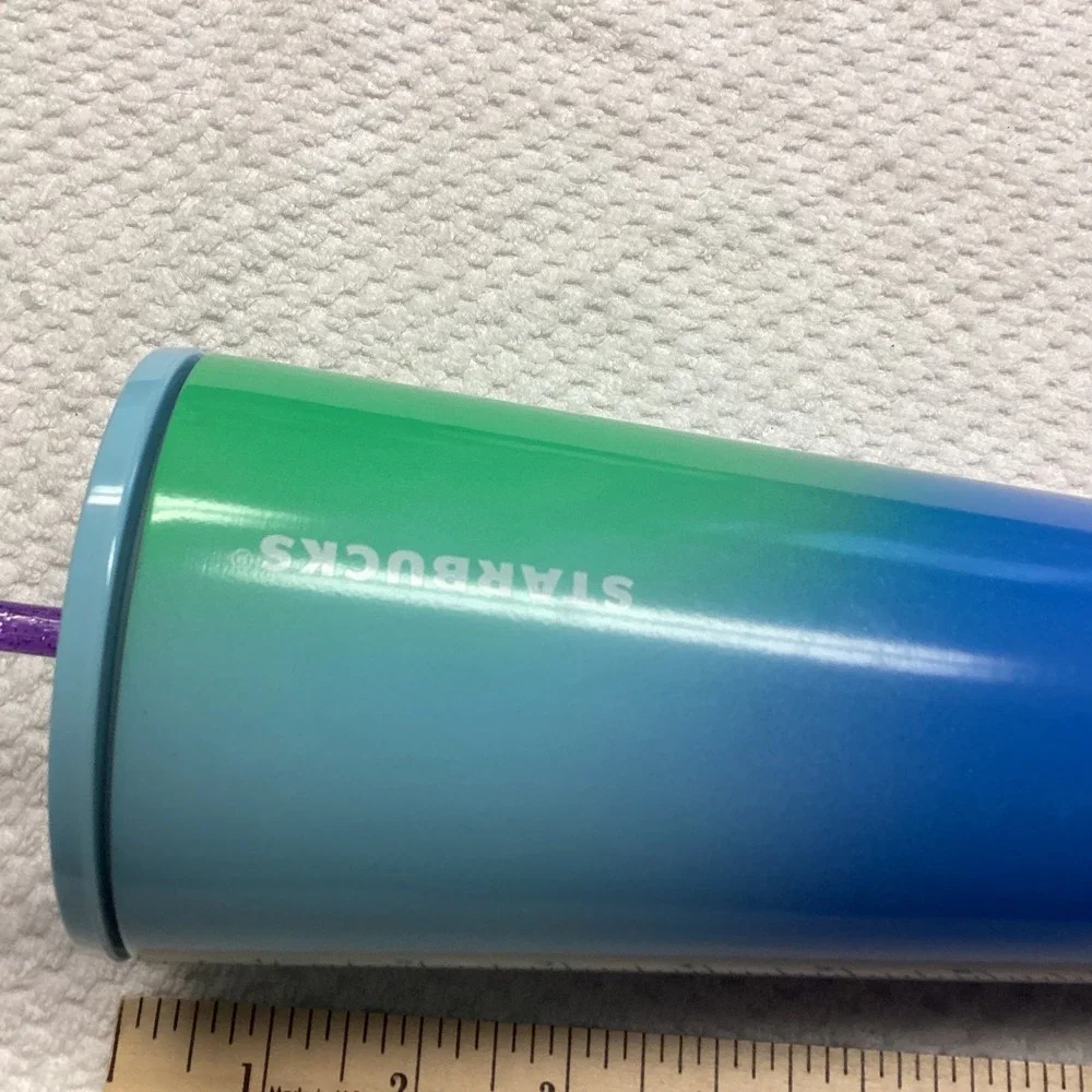 Starbucks 2022‎ Spring Purple Teal Floral Tumbler Double Wall Screw On Lid 24oz
